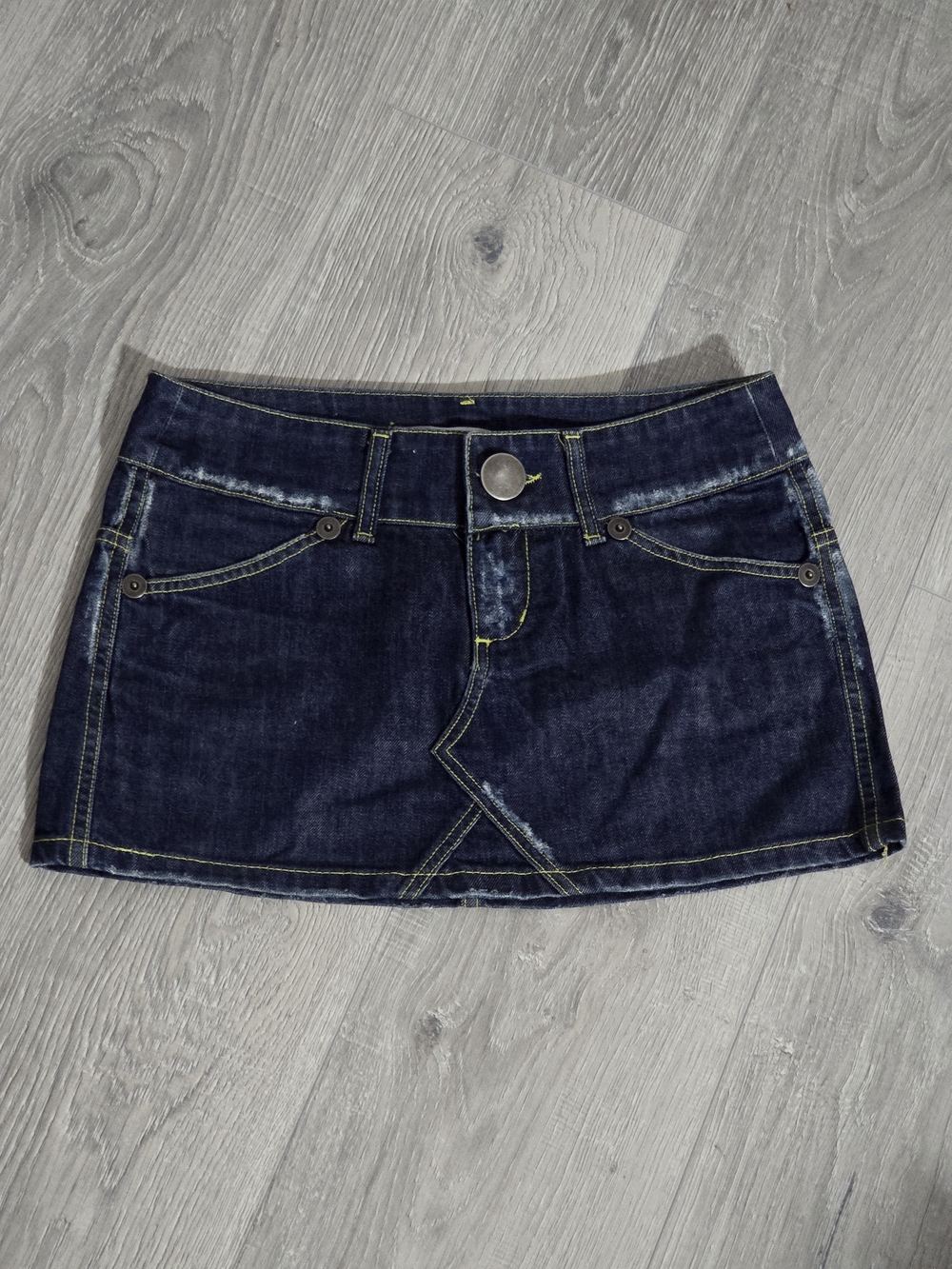 Only Dark Blue Denim Mini Skirt with Contrast Stitching